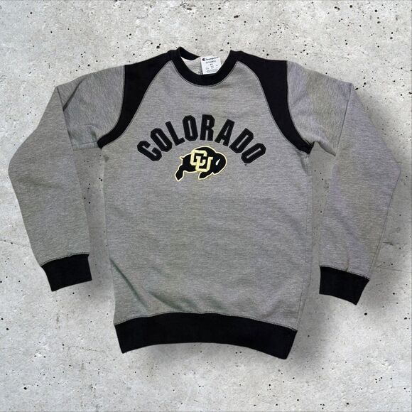 Champion Colorado Buffaloes Crewneck Sweatshirt XS Gray Black Embroidered Logo - Picture 1 of 10